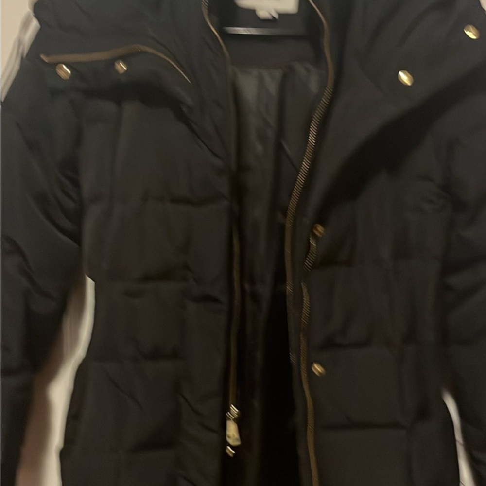 Cole Haan Black Quilted Puffer Coat with Gold Hardware